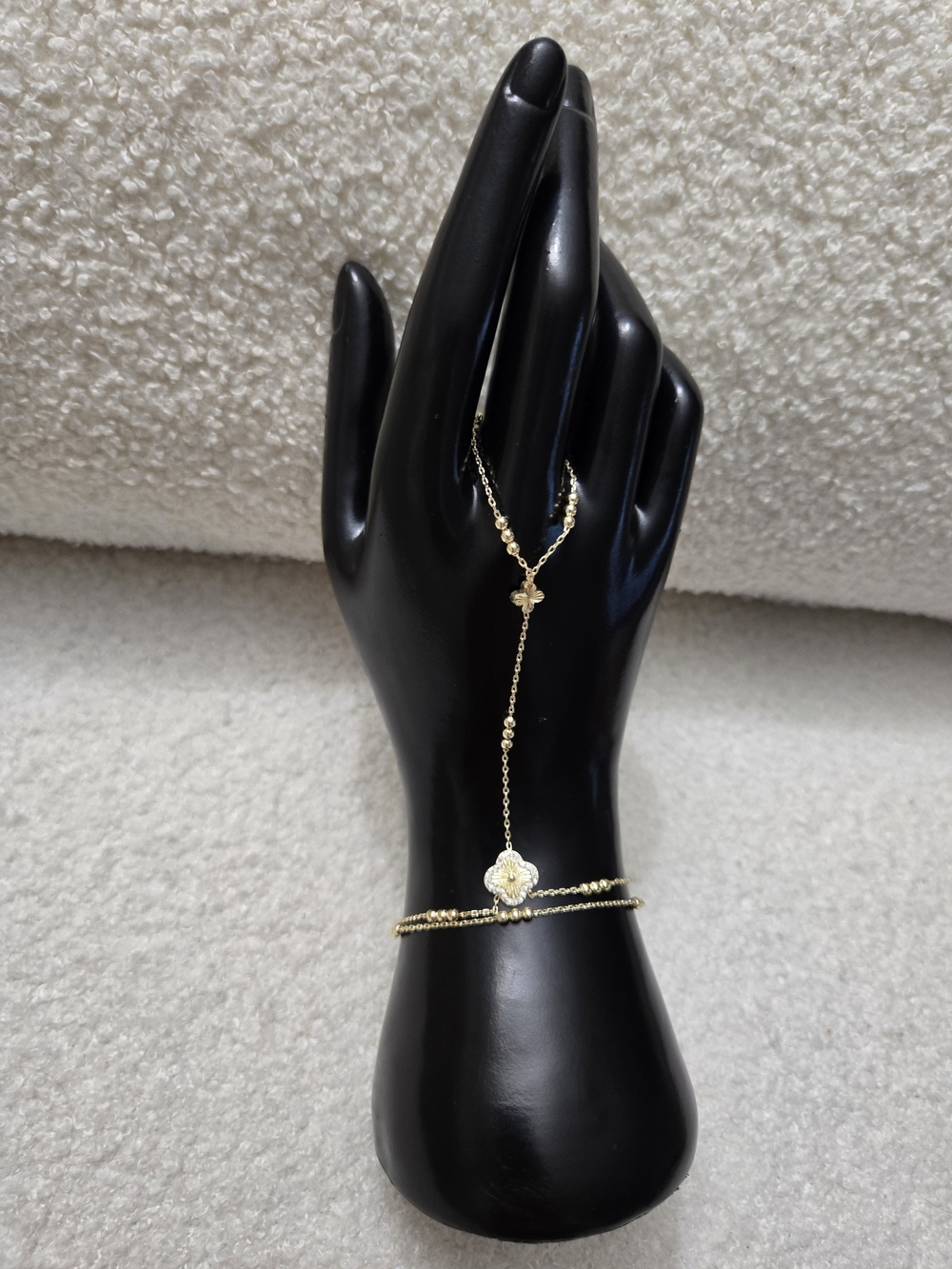 Gold Floral Delicate Handchain Bracelet